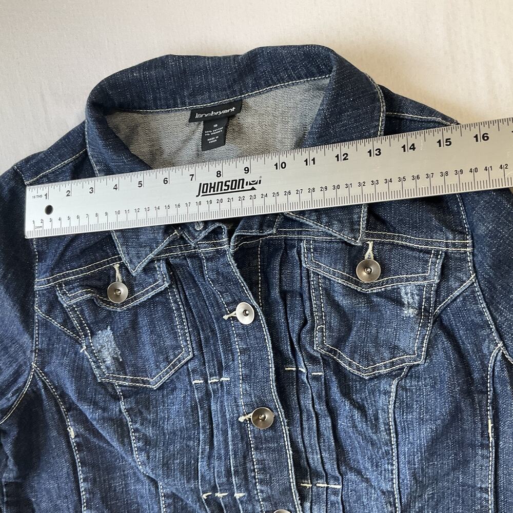 Lane Bryant Women Jacket 18 Blue Denim Jacket Western Button Long Sleeve Inner - Picture 4 of 8